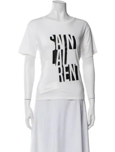 Pre-owned Saint Laurent Graphic Print Crew Neck T-shirt In White