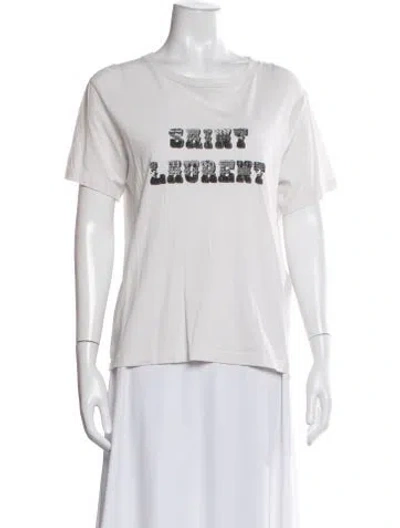 Pre-owned Saint Laurent Graphic Print Crew Neck T-shirt In White