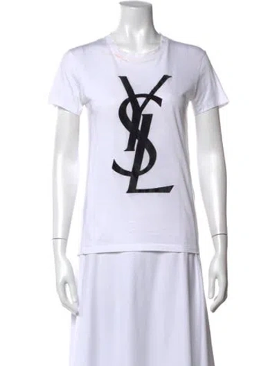 Pre-owned Saint Laurent Graphic Print Crew Neck T-shirt In White