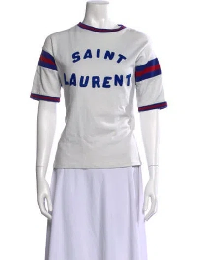 Pre-owned Saint Laurent Graphic Print Crew Neck T-shirt In White