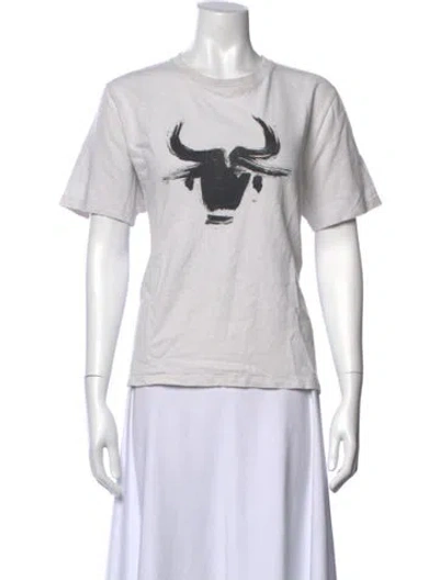 Pre-owned Saint Laurent Graphic Print Crew Neck T-shirt In White