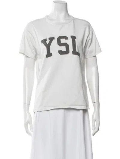 Pre-owned Saint Laurent Graphic Print Crew Neck T-shirt In White