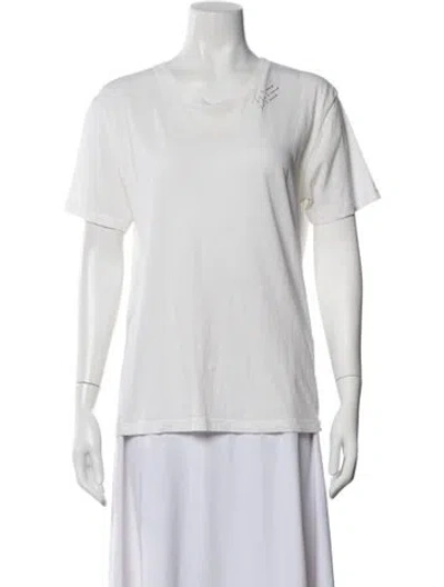 Pre-owned Saint Laurent Graphic Print Crew Neck T-shirt In White