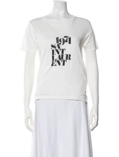 Pre-owned Saint Laurent Graphic Print Crew Neck T-shirt In White
