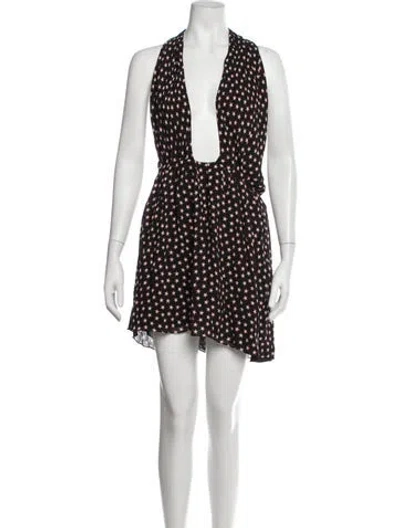 Pre-owned Saint Laurent Graphic Print Mini Dress In Black