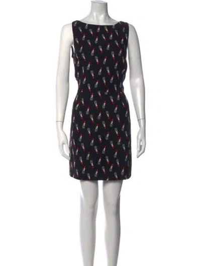 Pre-owned Saint Laurent Graphic Print Mini Dress In Black