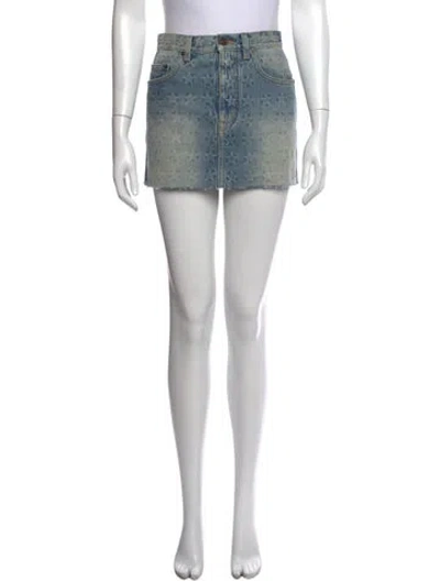 Pre-owned Saint Laurent Graphic Print Mini Skirt In Blue