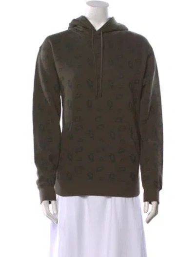 Pre-owned Saint Laurent Graphic Print Mock Neck Sweatshirt W/ Tags In Green