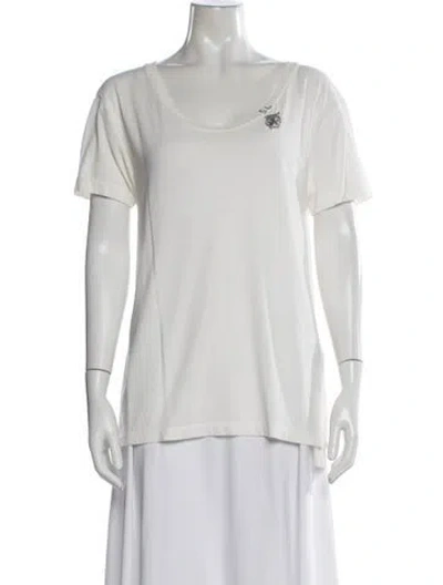 Pre-owned Saint Laurent Graphic Print Scoop Neck T-shirt In Neutral