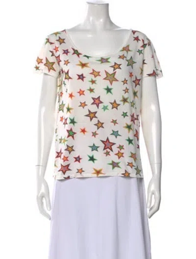 Pre-owned Saint Laurent Graphic Print Scoop Neck T-shirt In White