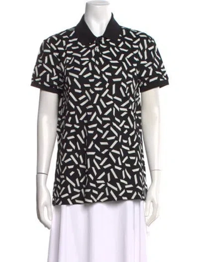 Pre-owned Saint Laurent Graphic Print Short Sleeve Polo In Black