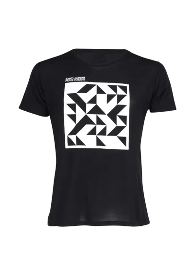 Pre-owned Saint Laurent Graphic-print Short-sleeve T-shirt In Black