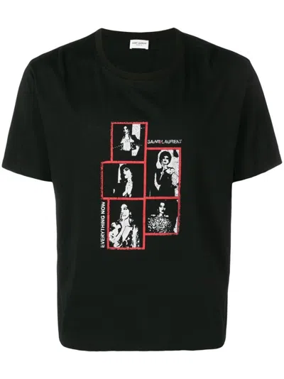 Saint Laurent Graphic Print T-shirt In Black