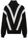 Saint Laurent Turtleneck Geometric Pattern Sweater In Black