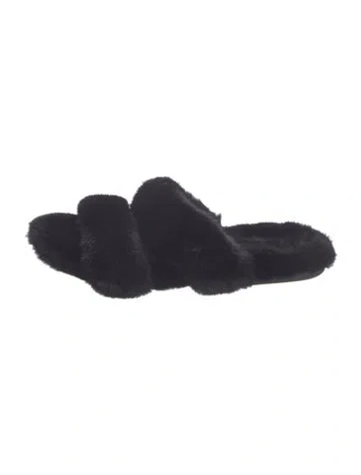 Pre-owned Saint Laurent Gray Fox Slides In Black