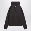 Saint Laurent Logo Embroidered Drawstring Hoodie In Black