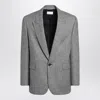 Saint Laurent Prince De Galles Wool Flannel Blazer In Gray