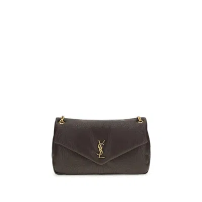 Saint Laurent Gray Lamb Ovis Aries Aries Shoulder Bag In Brown