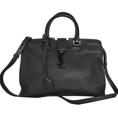 Pre-owned Saint Laurent Gray Leather Handbag Shoulder Bag ()