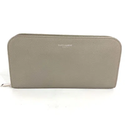 Pre-owned Saint Laurent Gray Leather Long Wallet (bi-fold) ()