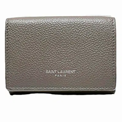 Pre-owned Saint Laurent Gray Leather Wallet (tri-fold) ()