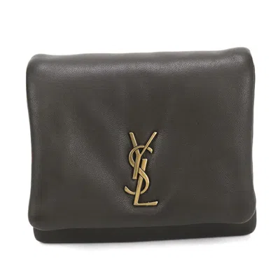 Pre-owned Saint Laurent Gray Leather Wallet (tri-fold) ()
