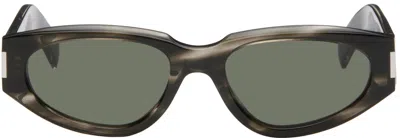 Saint Laurent Gray Sl 618 Sunglasses In Havana-crystal-grey