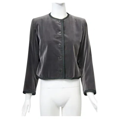 Pre-owned Saint Laurent Gray Velvet Cropped Jacket