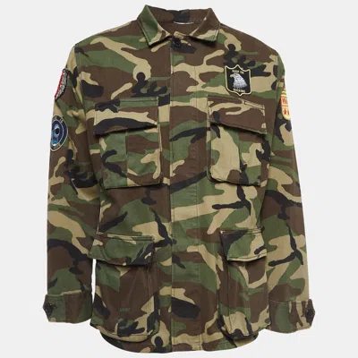 Pre-owned Saint Laurent Green Camouflage Print Cotton Utility Jacket M