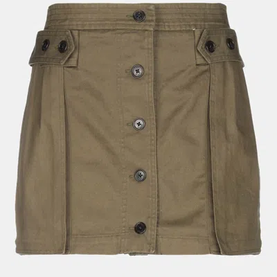 Pre-owned Saint Laurent Green Cotton Blend Mini Skirt L (fr 40)