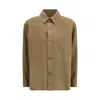 Saint Laurent Cassandre Shirt Pointed Collar Cotton Linen In Brown
