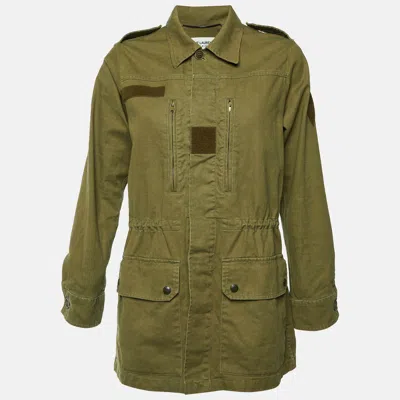 Pre-owned Saint Laurent Green Gabardine Sweet Dreams Shark Patch Jacket M