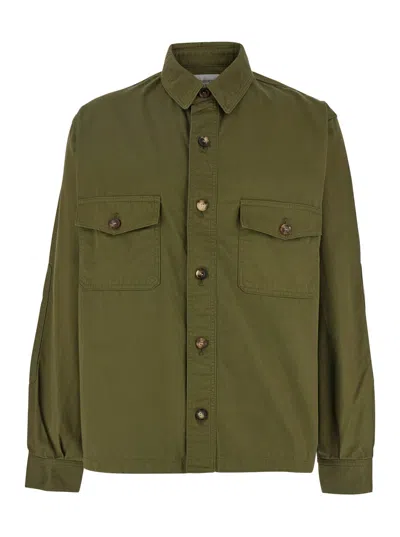 Saint Laurent Green Jacket With Pockets On The Front In Cotton Man