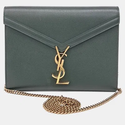 Pre-owned Saint Laurent Green Leather Cassandra Chain Crossbody Bag