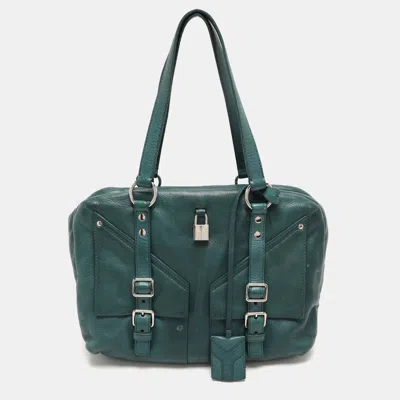 Pre-owned Saint Laurent Green Leather Lover Satchel