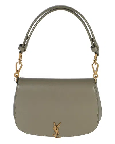 Saint Laurent Green Leather Mini Voltaire (authentic Pre-loved) In Gray