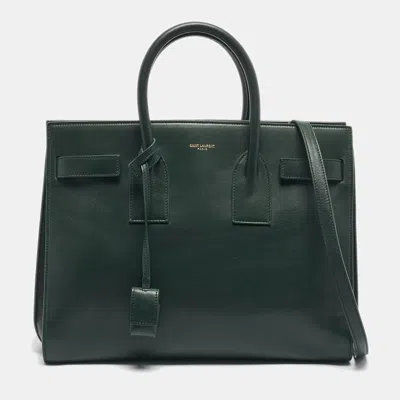 Pre-owned Saint Laurent Green Leather Small Classic Sac De Jour Tote