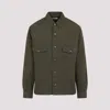 Saint Laurent Long-sleeved Twill Overshirt In Green