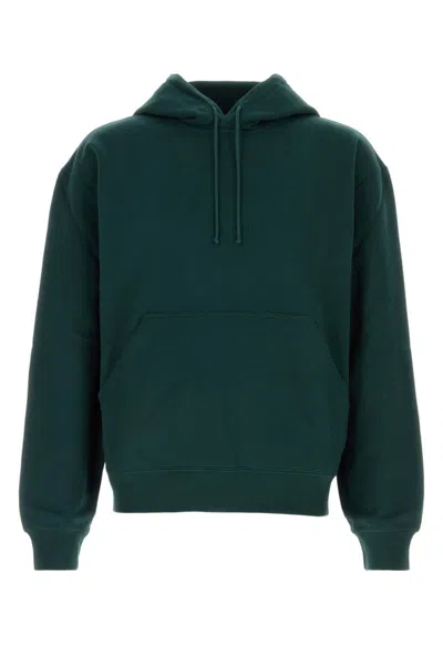 Saint Laurent Green Long Sleeves Logo Hoodie In Multi