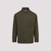 Saint Laurent Solferino Cotton Gabardine Overshirt With Cassandre Logo In Green
