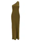 Saint Laurent Maxi One-shoulder Dress Fitted Silhouette In Green