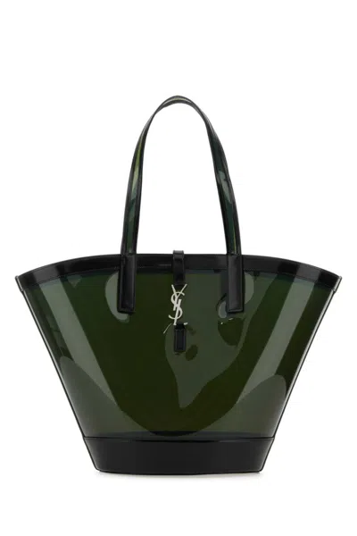 SAINT LAURENT GREEN PANIER MEDIUM TOTE BAG
