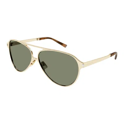 Saint Laurent Green Pilot Unisex Sunglasses Sl 734 004 62 In Gray
