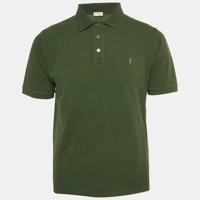 Pre-owned Saint Laurent Green Pique Polo T-shirt M
