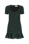 Saint Laurent Short-sleeve Ruffled Mini Dress In Green