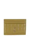 Saint Laurent Green Quilted Lambskin Leather Cassandre Credit Card Case  (authentic Pre-loved) In Green