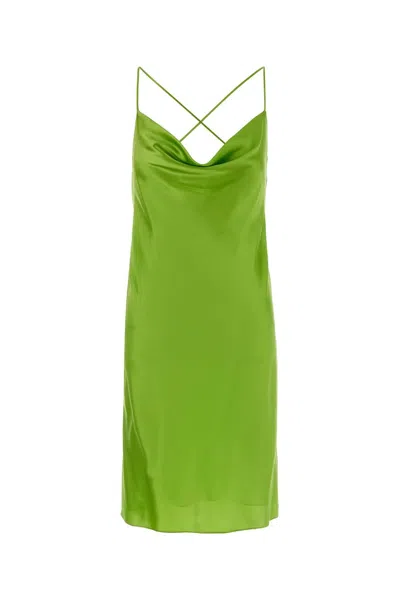 Saint Laurent Green Satin Mini Dress