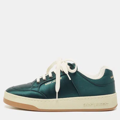 Pre-owned Saint Laurent Green Satin Sl/61 Low Top Sneakers Size 37