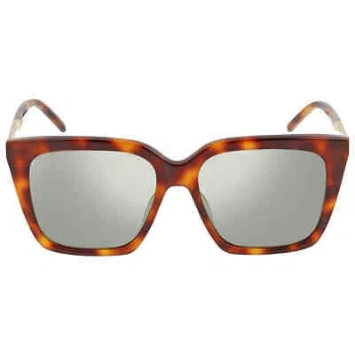 Pre-owned Saint Laurent Green Square Ladies Sunglasses Sl M100 003 56 Sl M100 003 56