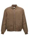 Saint Laurent Twill Teddy Bomber Jacket In Green
